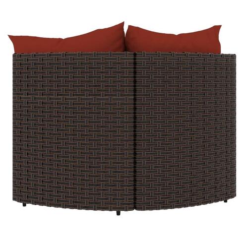 Hjørnemoduler til havesofa 2 stk. med hynder polyrattan brun