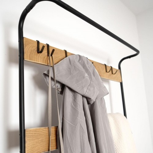 Vinthera Moa knagerække med bænk - stål/sort, 72 × 34 × 183 cm