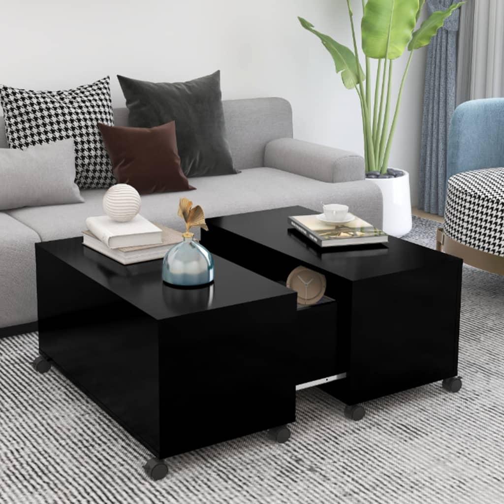Sofabord 75x75x38 cm konstrueret træ sort