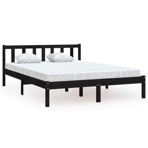 Sengestel 160x200 cm massivt fyrretræ sort