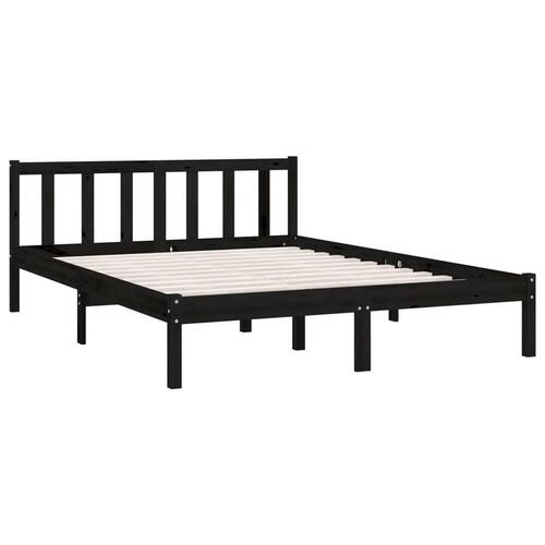 Sengestel 160x200 cm massivt fyrretræ sort