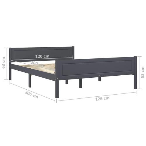 Sengestel 120x200 cm massivt fyrretræ grå