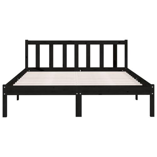 Sengestel 160x200 cm massivt fyrretræ sort