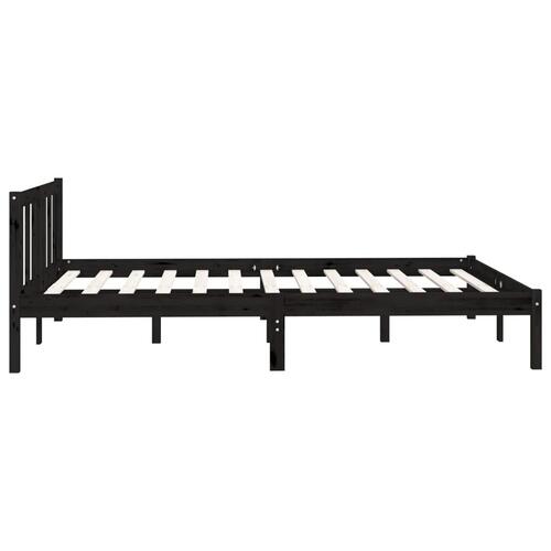 Sengestel 160x200 cm massivt fyrretræ sort