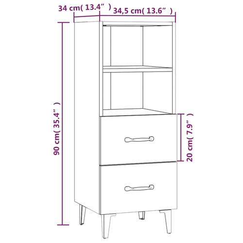 Skænk 34,5x34x90 cm konstrueret træ grå sonoma-eg