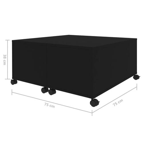 Sofabord 75x75x38 cm konstrueret træ sort