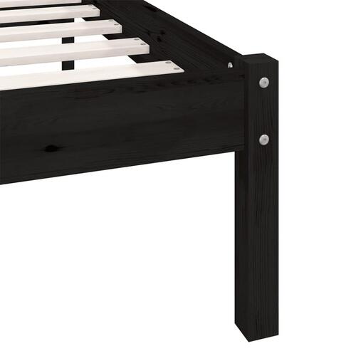 Sengestel 160x200 cm massivt fyrretræ sort