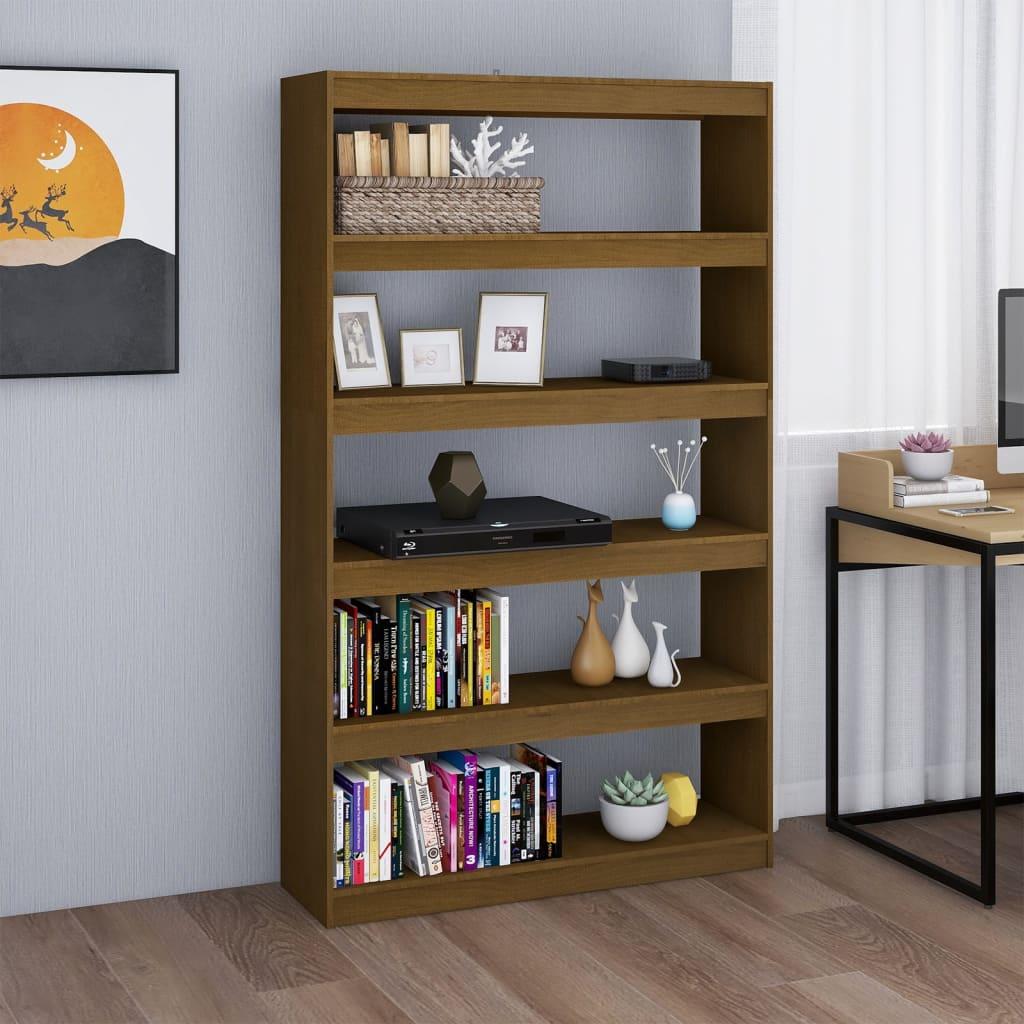 Bogreol/rumdeler 100x30x167,5 cm massivt fyrretræ gyldenbrun