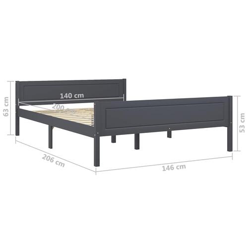 Sengestel 140x200 cm massivt fyrretræ grå