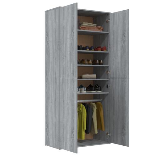 Skoskab 80x39x178 cm konstrueret træ grå sonoma-eg