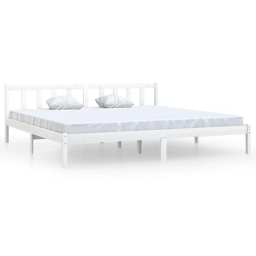 Sengeramme 180x200 cm Super King massivt fyrretræ hvid