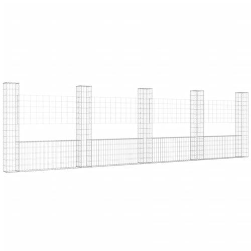 Gabionkurv med 5 stolper 500x20x150 cm U-facon jern