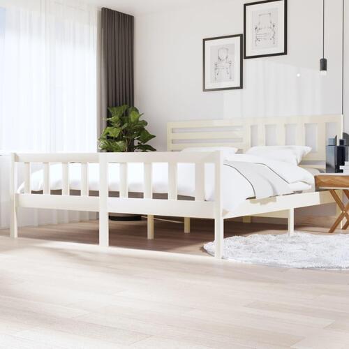 Sengeramme 200x200 cm massivt træ hvid