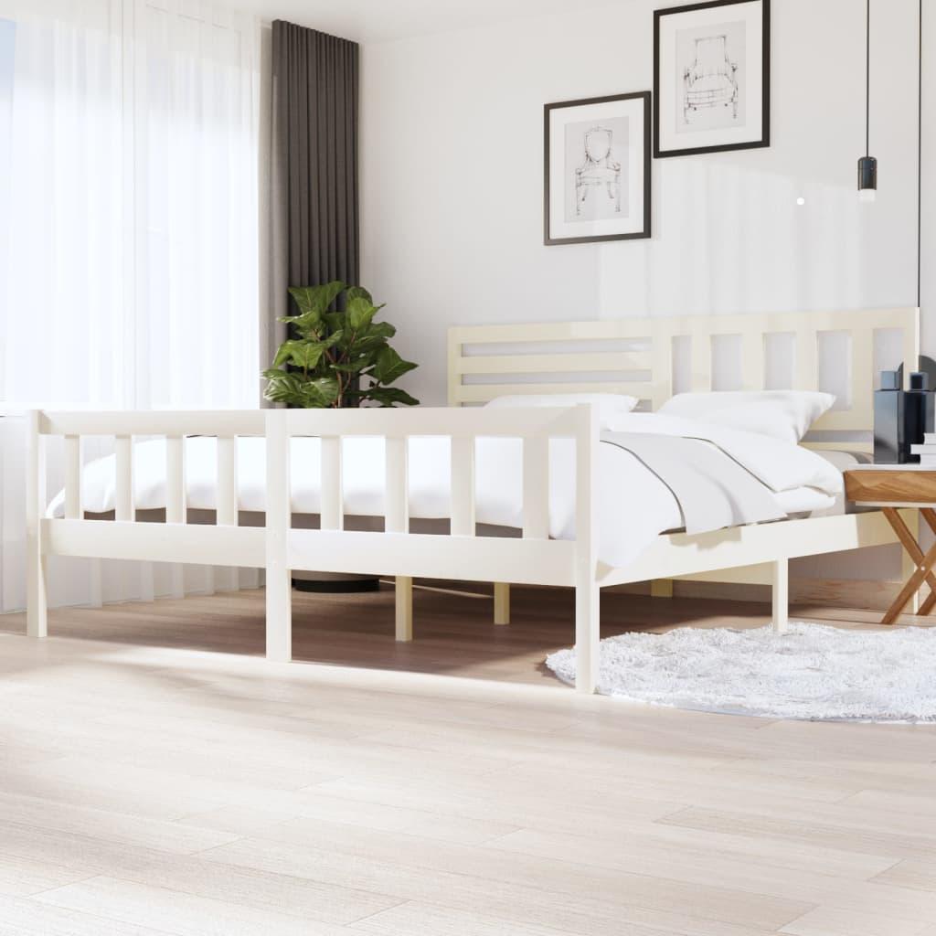Sengeramme 200x200 cm massivt træ hvid