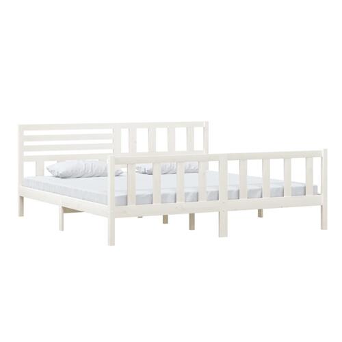Sengeramme 200x200 cm massivt træ hvid