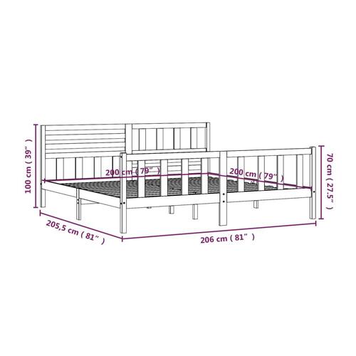 Sengeramme 200x200 cm massivt træ hvid