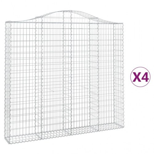 Buede gabionkurve - 4 stk. 200×30×180/200 cm i galvaniseret jern