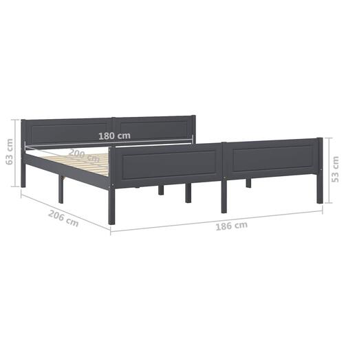 Sengestel 180x200 cm massivt fyrretræ grå