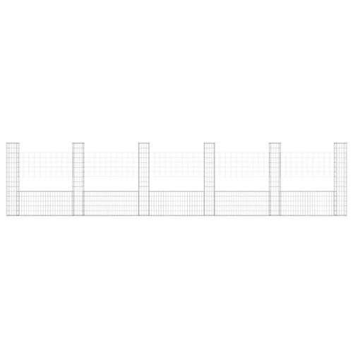 Gabionkurv med 6 stolper 620x20x150 cm U-facon jern