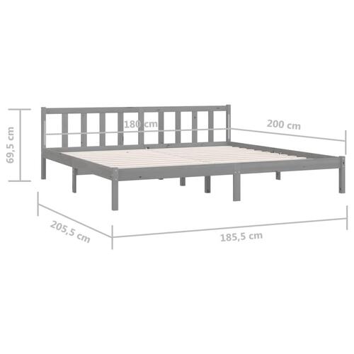 Sengeramme 180x200 cm Super King massivt fyrretræ grå