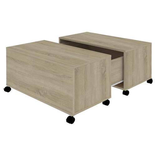 Sofabord 75x75x38 cm konstrueret træ sonoma-eg
