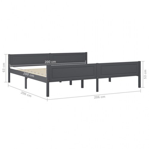 Sengeramme i massivt fyrretræ 200×200 cm - grå