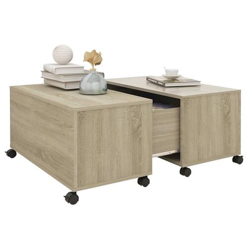 Sofabord 75x75x38 cm konstrueret træ sonoma-eg