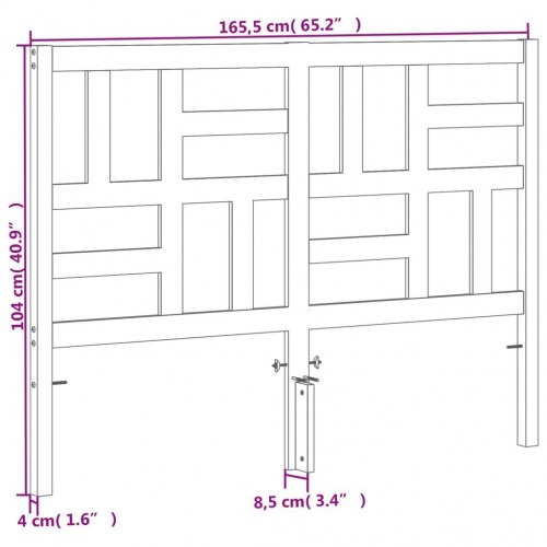 Sengegavl 160 cm i massivt fyrretræ - gyldenbrun
