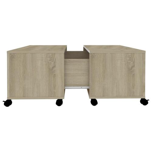 Sofabord 75x75x38 cm konstrueret træ sonoma-eg