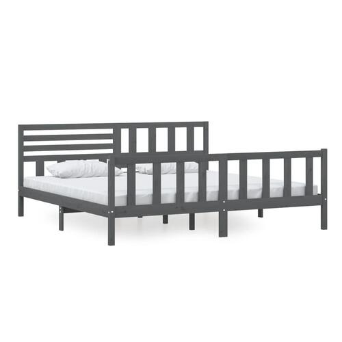 Sengeramme 200x200 cm massivt træ grå