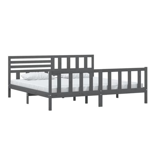 Sengeramme 200x200 cm massivt træ grå