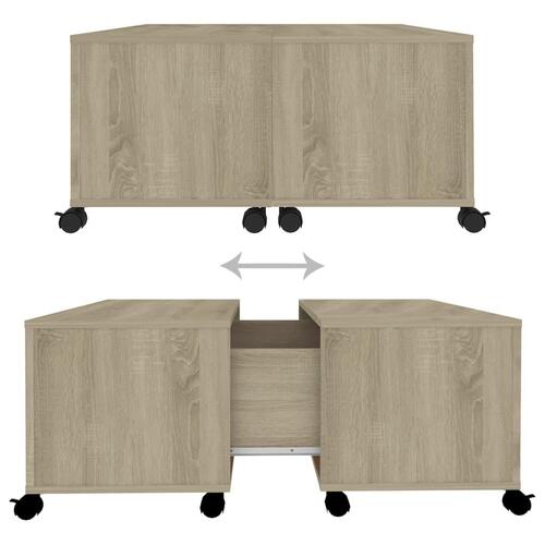 Sofabord 75x75x38 cm konstrueret træ sonoma-eg
