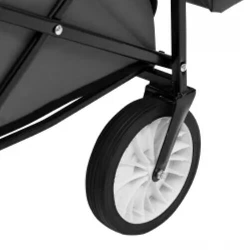 Foldbar havevogn med tag stål grå