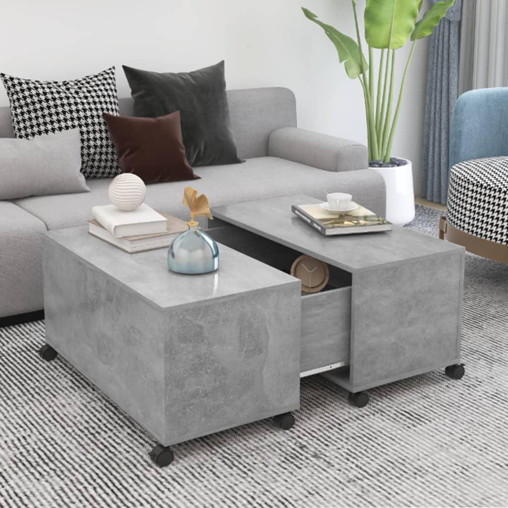 Sofabord 75x75x38 cm konstrueret træ betongrå