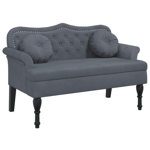 Bænk med hynder 120,5x65x75 cm velour mørkegrå