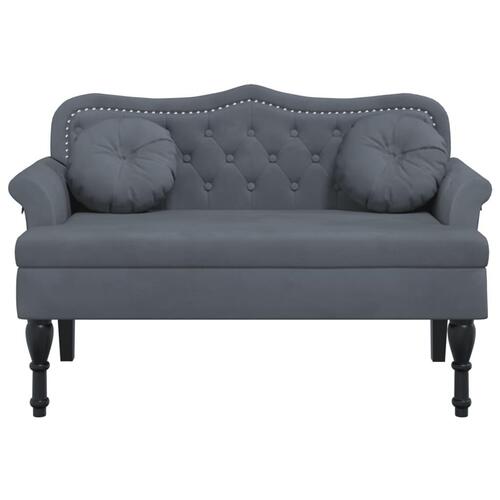 Bænk med hynder 120,5x65x75 cm velour mørkegrå