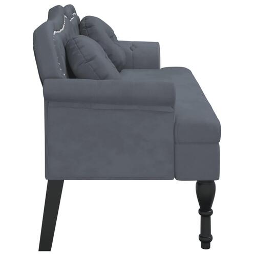 Bænk med hynder 120,5x65x75 cm velour mørkegrå