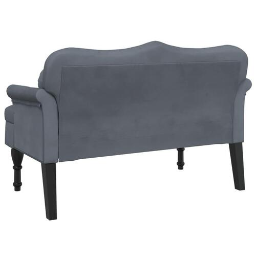 Bænk med hynder 120,5x65x75 cm velour mørkegrå