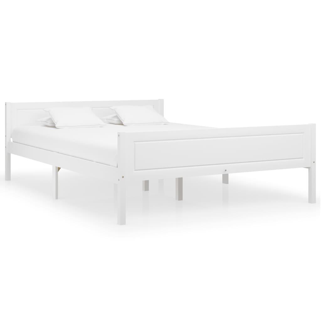 Sengestel 140x200 cm massivt fyrretræ hvid