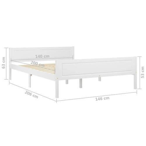 Sengestel 140x200 cm massivt fyrretræ hvid