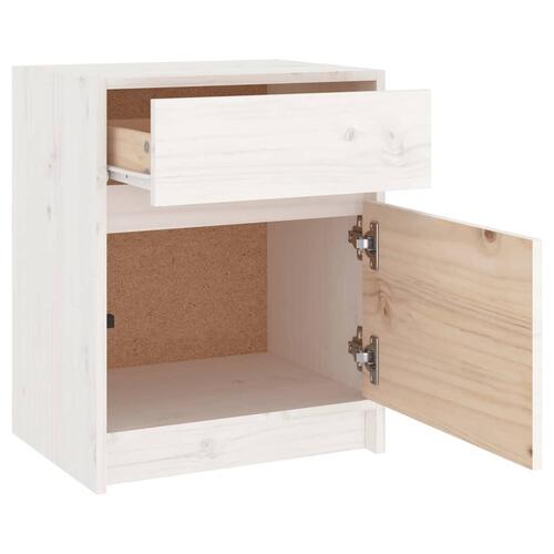 Sengeskabe 2 stk. 40x31x50 cm massivt fyrretræ hvid