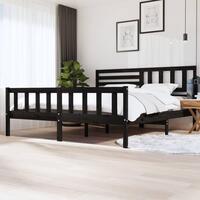 Sengeramme 200x200 cm massivt træ sort