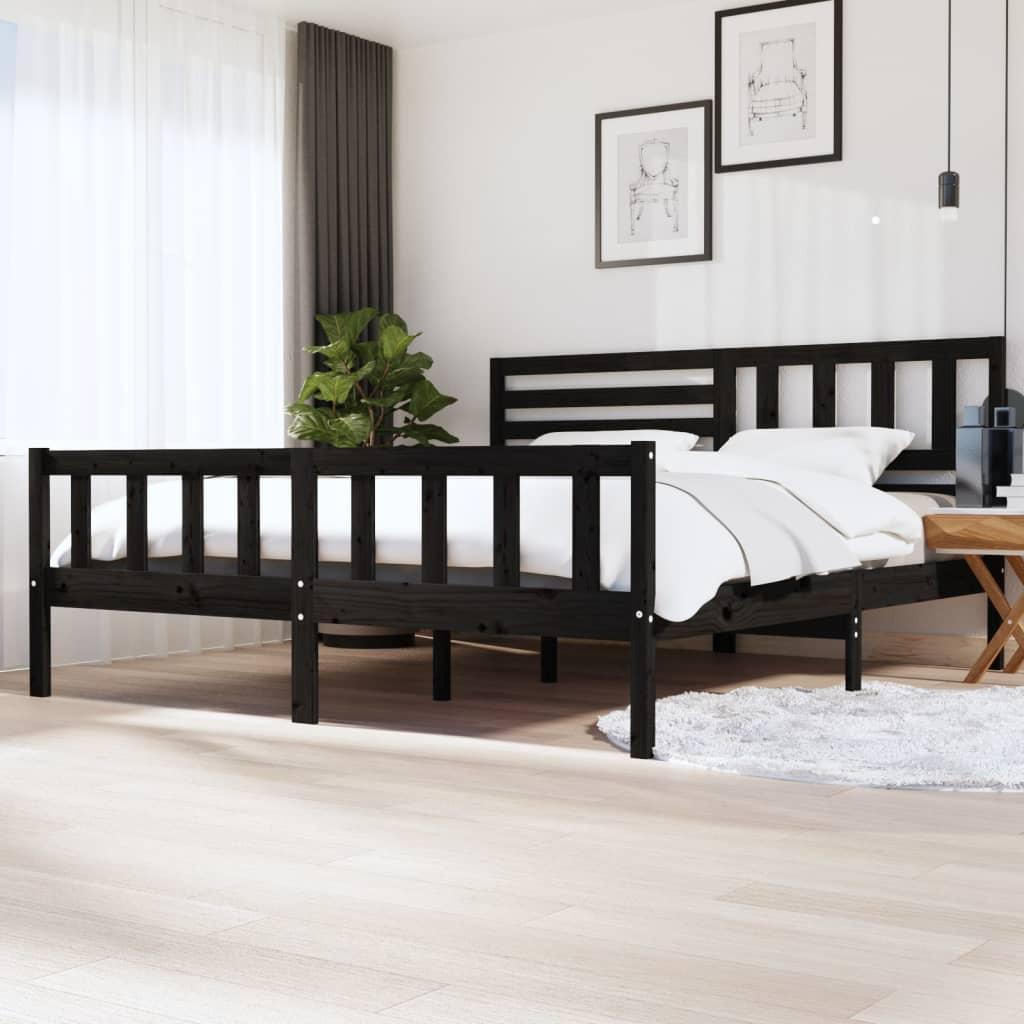 Sengeramme 200x200 cm massivt træ sort