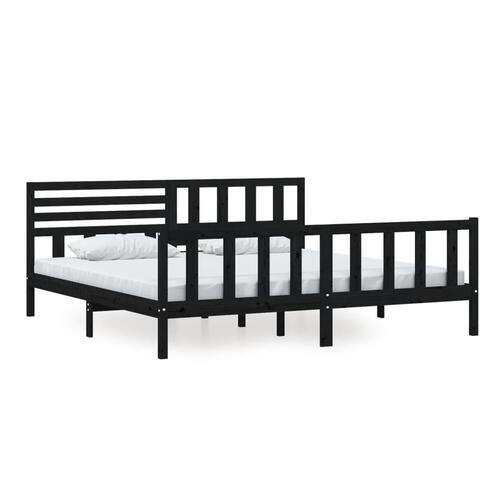 Sengeramme 200x200 cm massivt træ sort