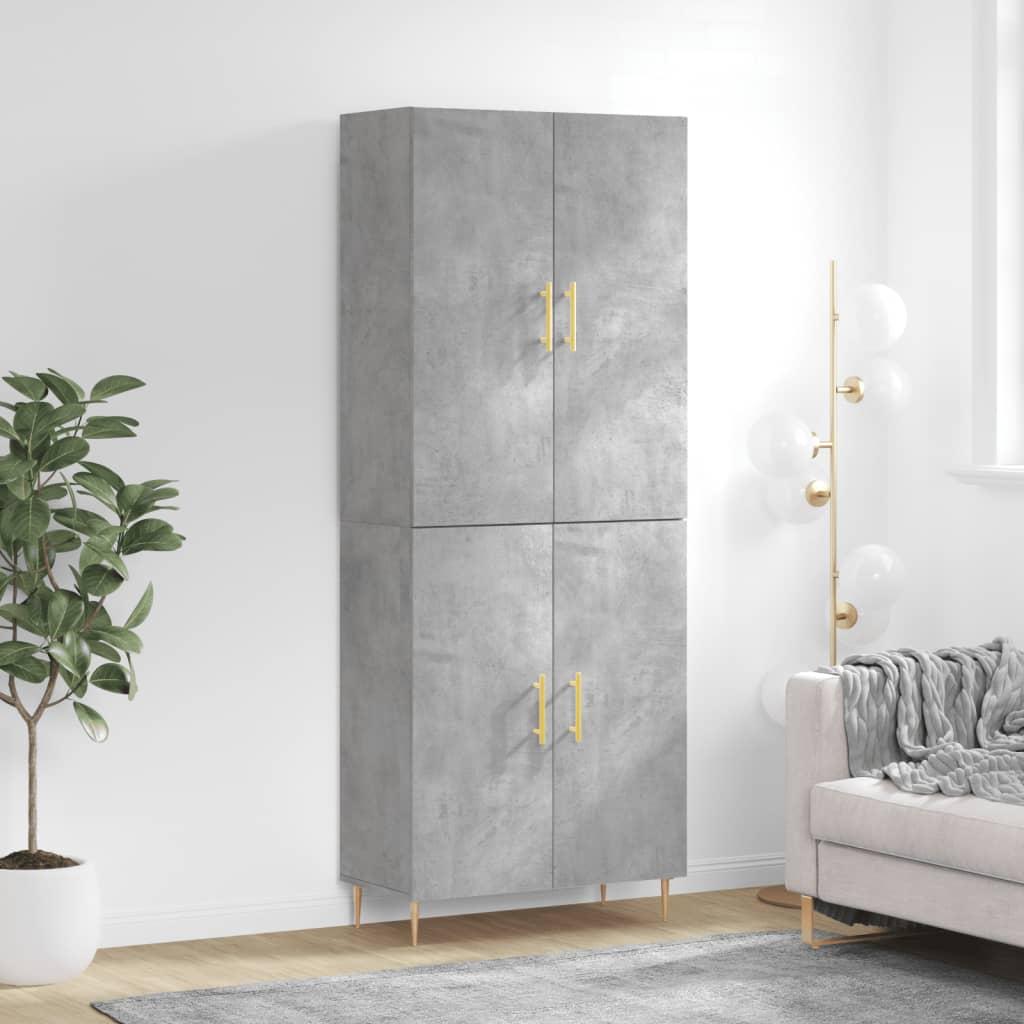Højskab 69,5x34x180 cm konstrueret træ betongrå billede