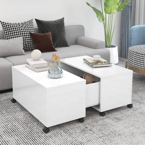 Sofabord 75x75x38 cm konstrueret træ hvid højglans