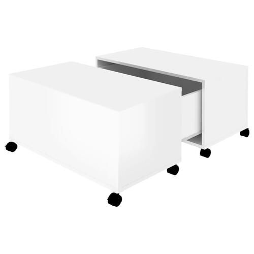 Sofabord 75x75x38 cm konstrueret træ hvid højglans
