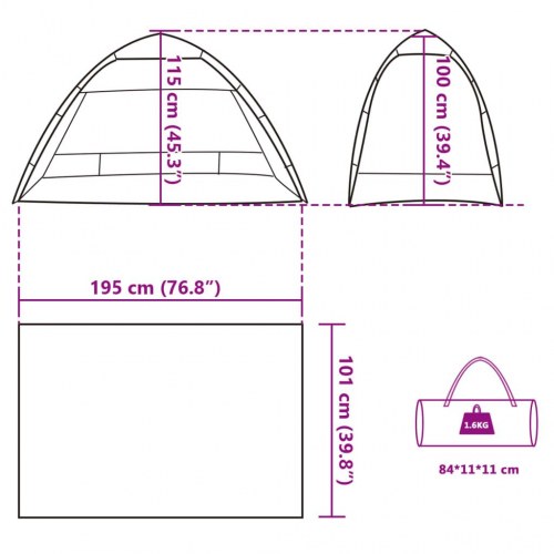 2-personers campingtelt vandafvisende quick-release grå