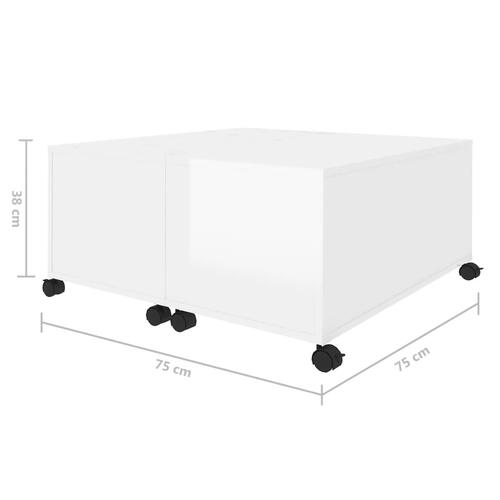 Sofabord 75x75x38 cm konstrueret træ hvid højglans