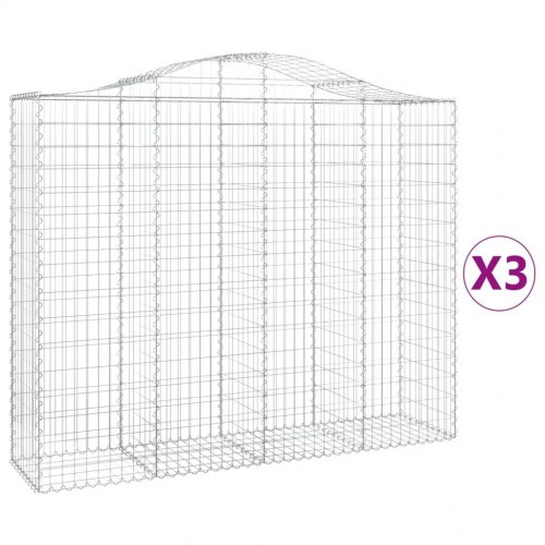 Buede gabionkurve - 3 stk. 200×50×160/180 cm i galvaniseret jern